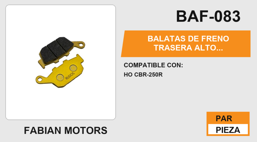 BALATAS DE FRENO TRASERA ALTO DESEMPEÑO Y DURABILIDAD COMPUESTO DE CERAMICA