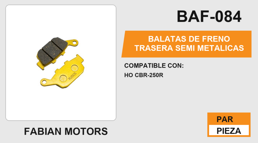 BALATAS DE FRENO TRASERA SEMI METALICAS