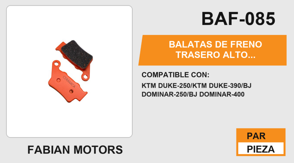 BALATAS DE FRENO TRASERO ALTO DESEMPEÑO Y DURABILIDAD COMPUESTO DE CERAMICA