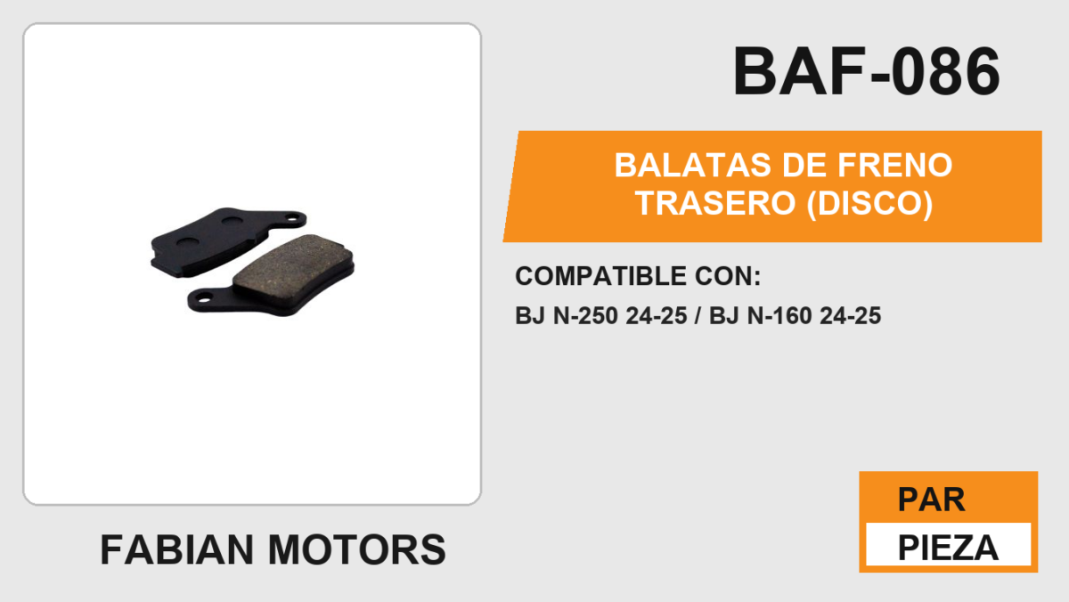 BALATAS DE FRENO TRASERO (DISCO)