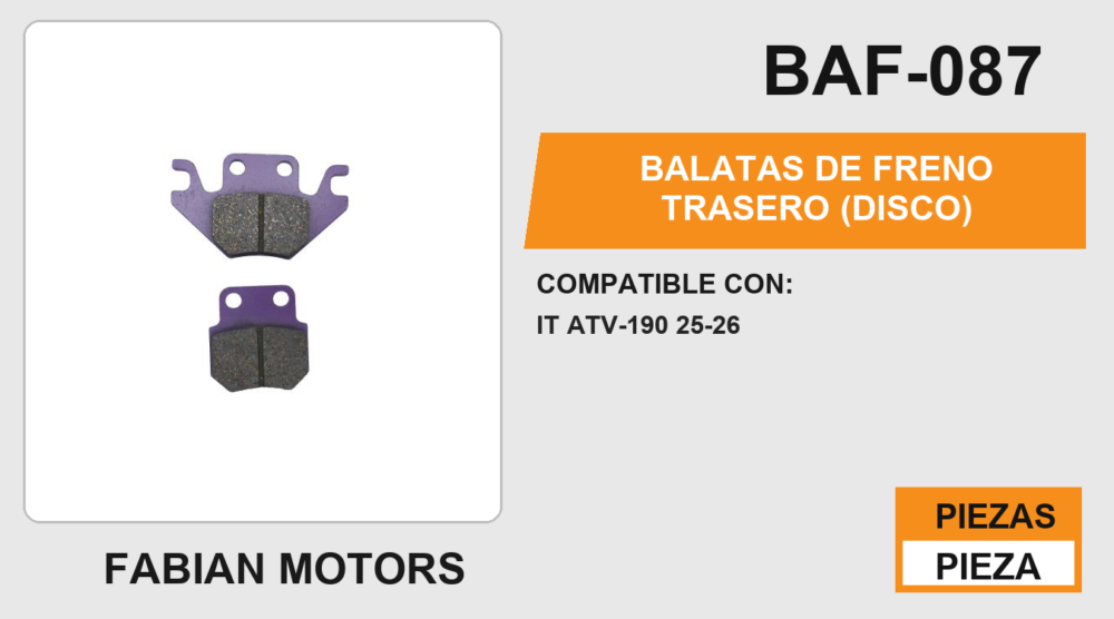 BALATAS DE FRENO TRASERO (DISCO)