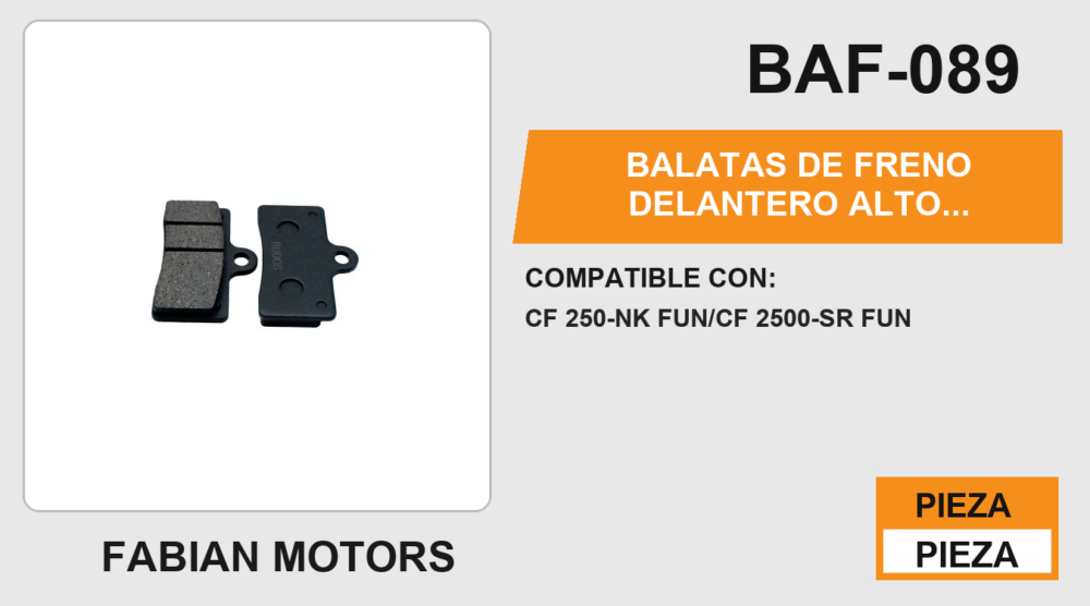 BALATAS DE FRENO DELANTERO ALTO DESEMPEÑO Y DURABILIDAD COMPUESTA DE CERAMICA