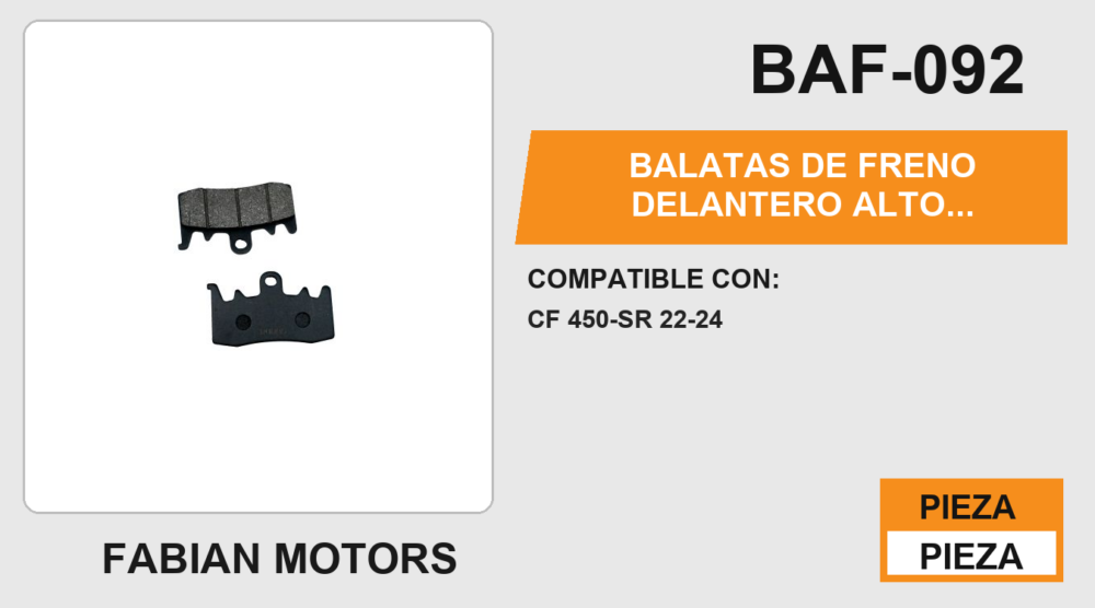 BALATAS DE FRENO DELANTERO ALTO DESEMPEÑO Y DURABILIDAD COMPUESTA DE CERAMICA