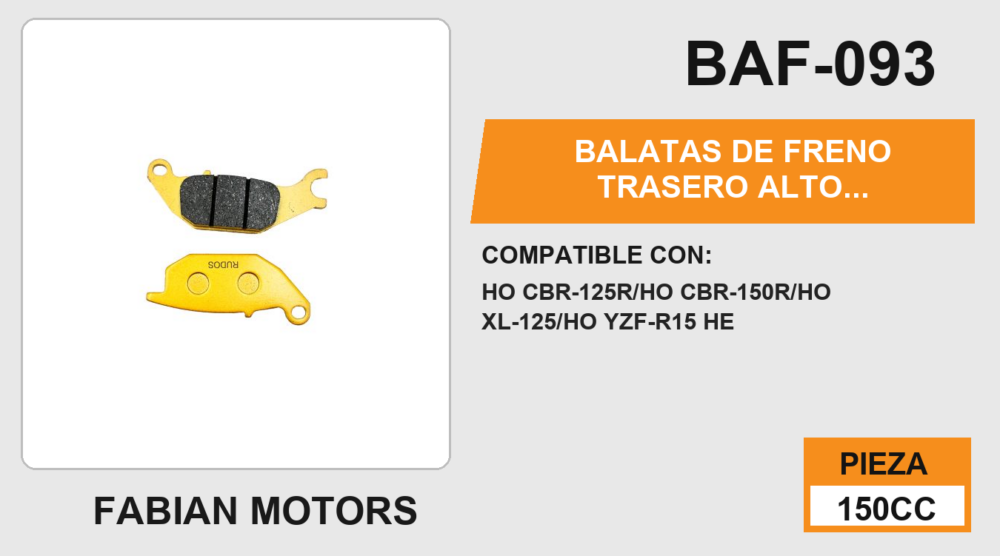 BALATAS DE FRENO TRASERO ALTO DESEMPEÑO Y DURABILIDAD COMPUESTA DE CERAMICA