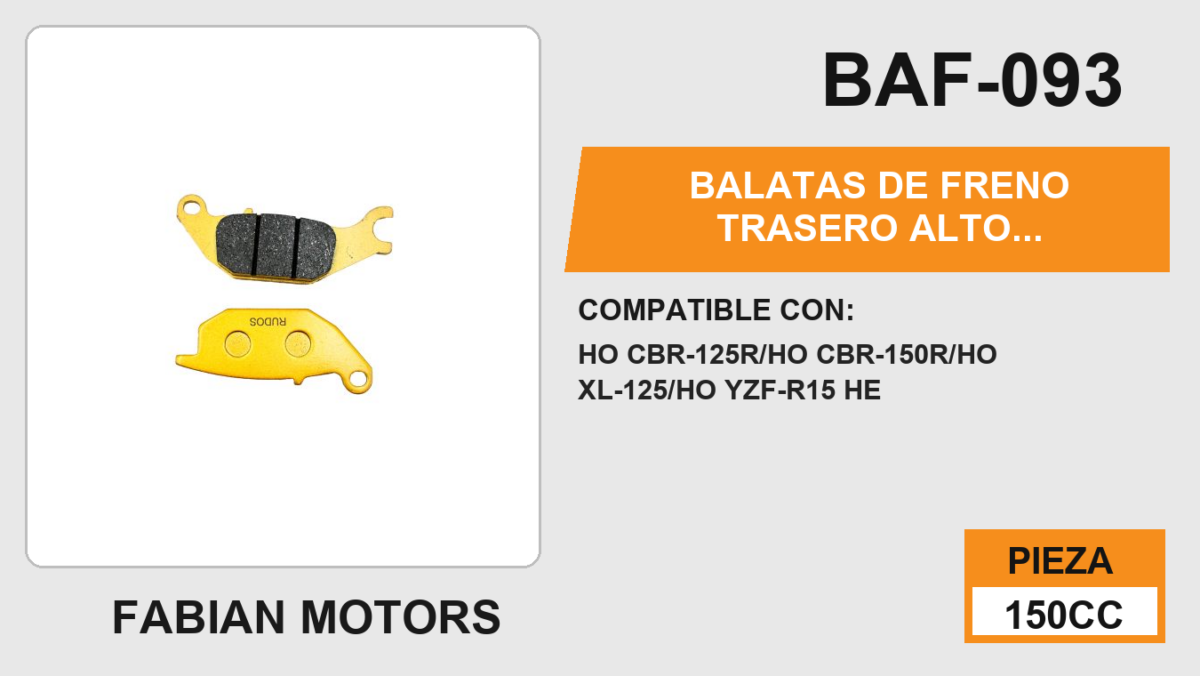BALATAS DE FRENO TRASERO ALTO DESEMPEÑO Y DURABILIDAD COMPUESTA DE CERAMICA