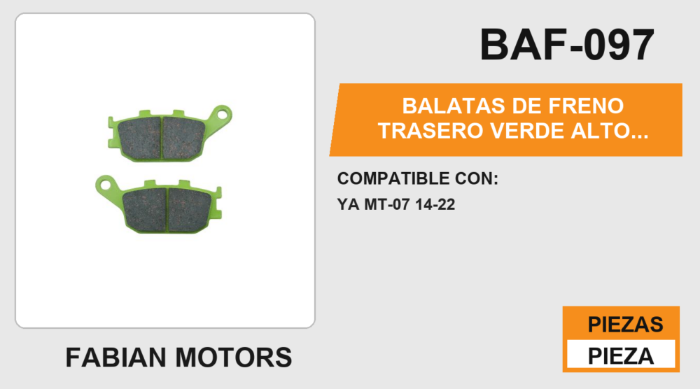 BALATAS DE FRENO TRASERO VERDE ALTO DESEMPEÑO Y DURABILIDAD COMPUESTO DE CERAMICA