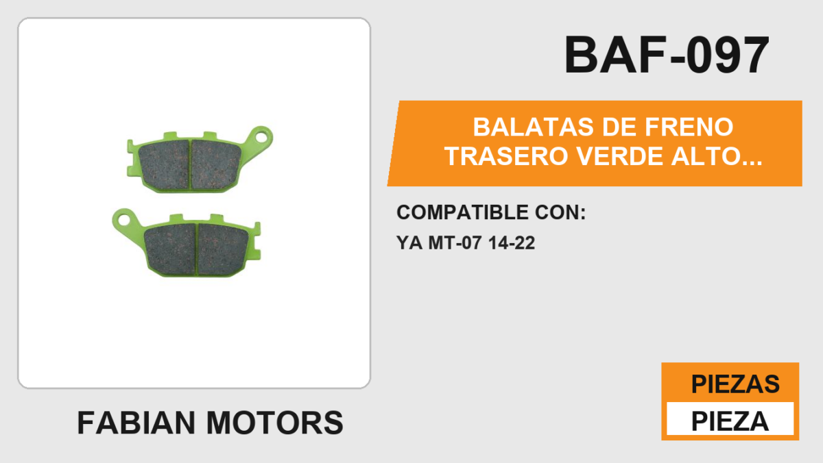BALATAS DE FRENO TRASERO VERDE ALTO DESEMPEÑO Y DURABILIDAD COMPUESTO DE CERAMICA