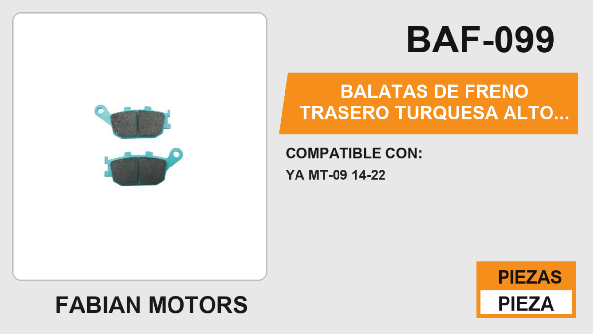 BALATAS DE FRENO TRASERO  TURQUESA ALTO DESEMPEÑO Y DURABILIDAD COMPUESTO DE CERAMICA