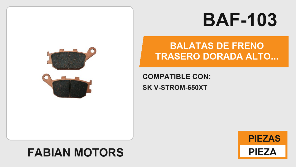 BALATAS DE FRENO TRASERO DORADA ALTO DESEMPEÑO Y DURABILIDAD COMPUESTO DE CERAMICA