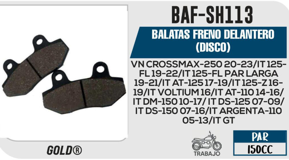 BALATAS FRENO DELANTERO (DISCO)
