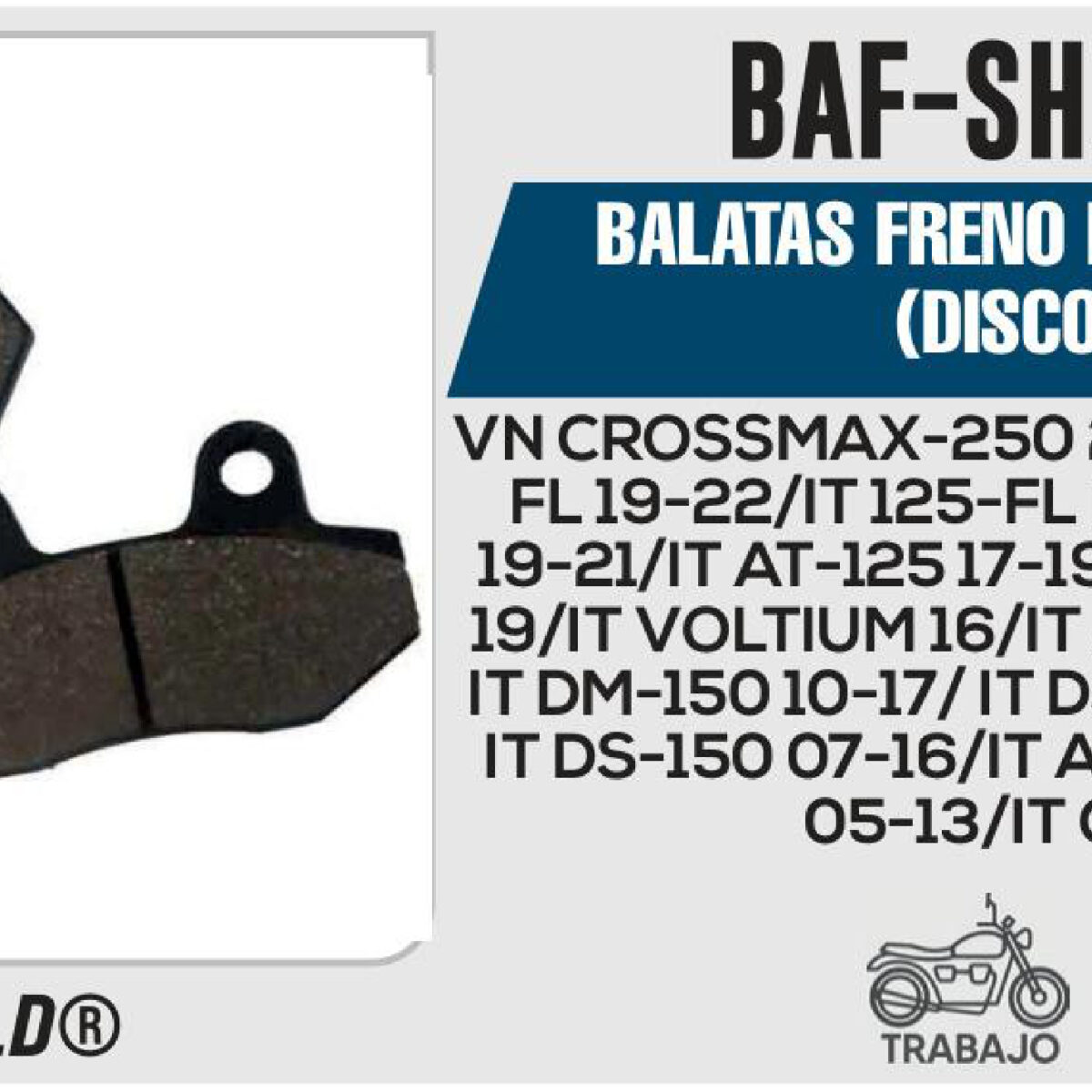 BALATAS FRENO DELANTERO (DISCO)