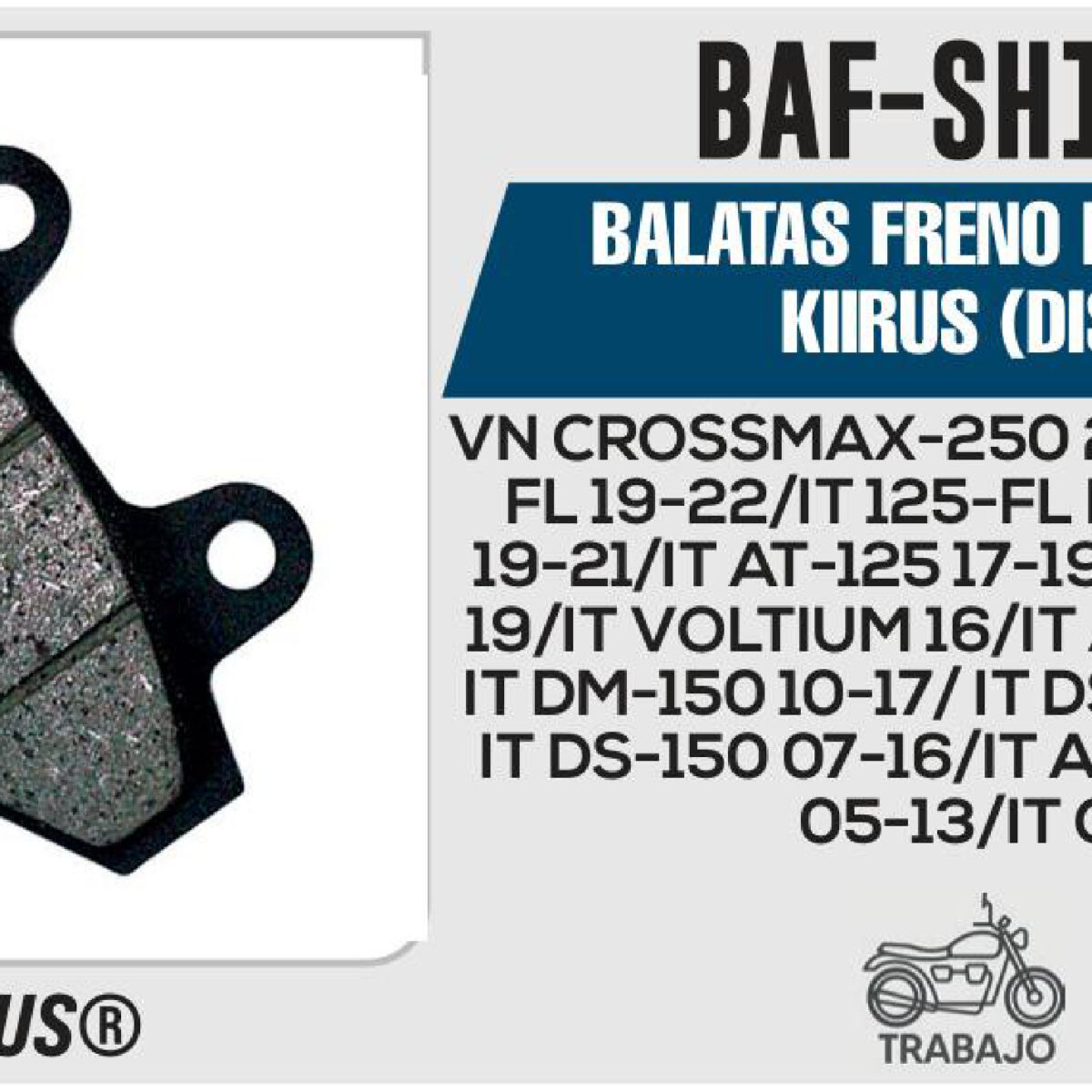 BALATAS FRENO DELANTERO KIIRUS (DISCO)