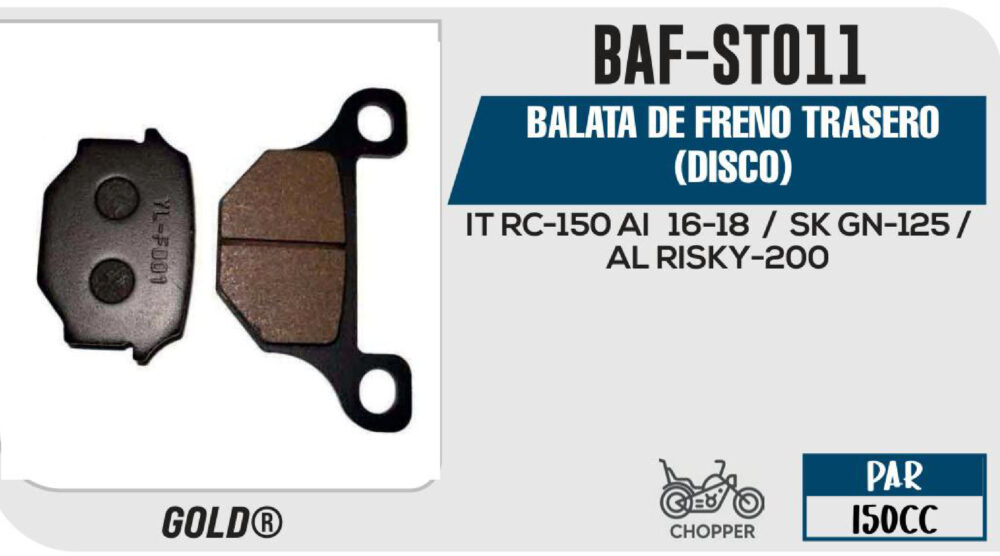 BALATAS FRENO DELANTERO DISCO