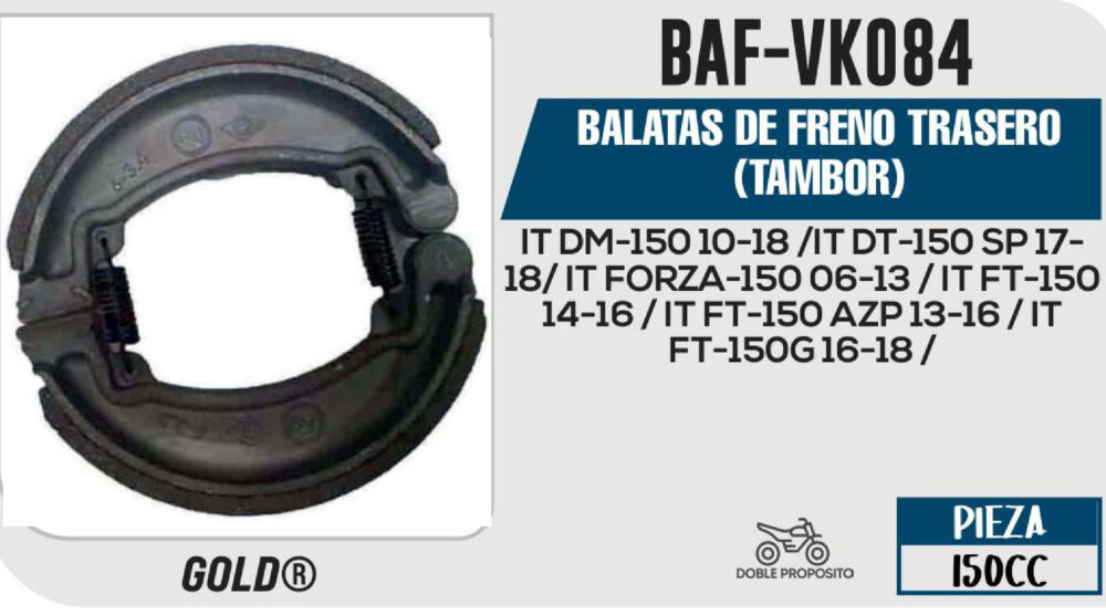 BALATAS DE FRENO TRASERO TAMBOR