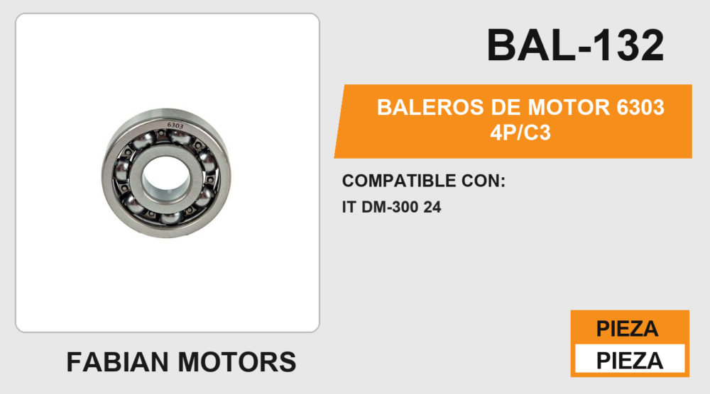 BALEROS DE MOTOR 6303 4P/C3