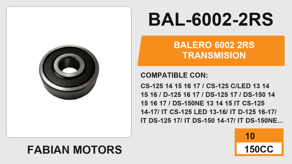 BALERO 6002 2RS TRANSMISION
