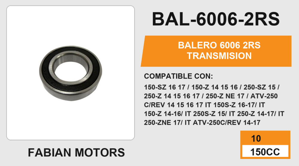 BALERO 6006 2RS TRANSMISION