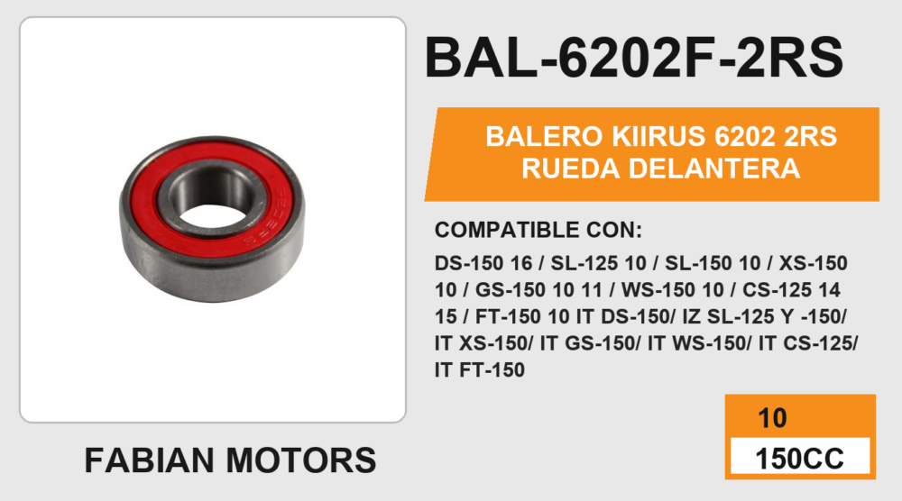BALERO 6202 2RS RUEDA DELANTERA