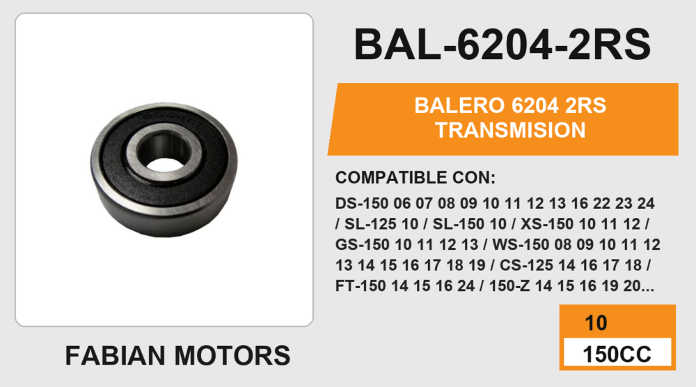 BALERO 6204 2RS TRANSMISION