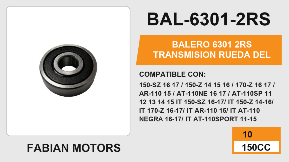 BALERO 6301 2RS TRANSMISION RUEDA DEL