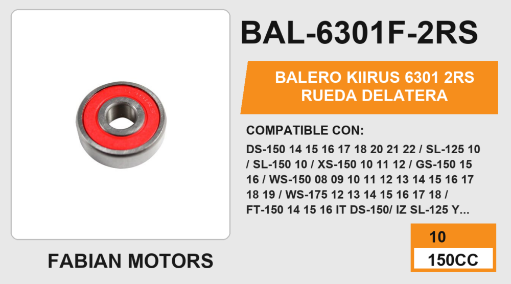 BALERO 6301 2RS RUEDA DELATERA