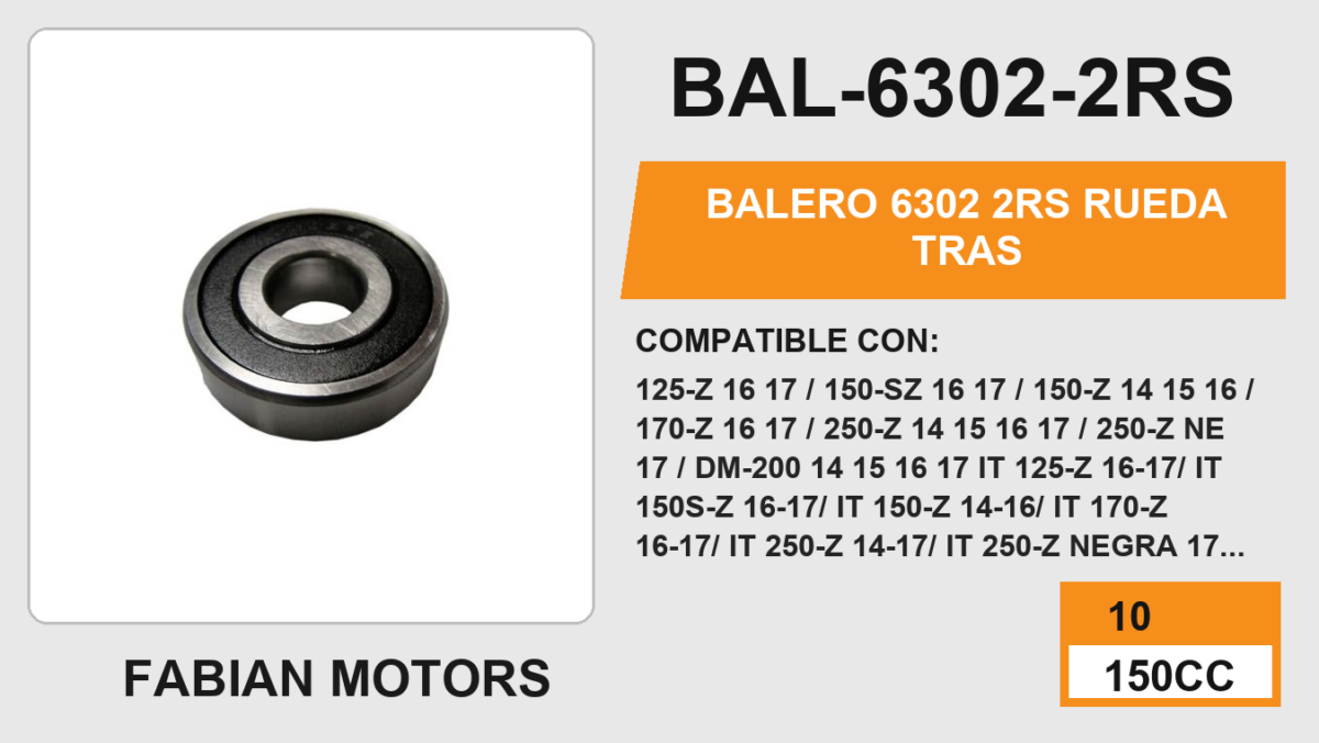 BALERO 6302 2RS RUEDA TRAS