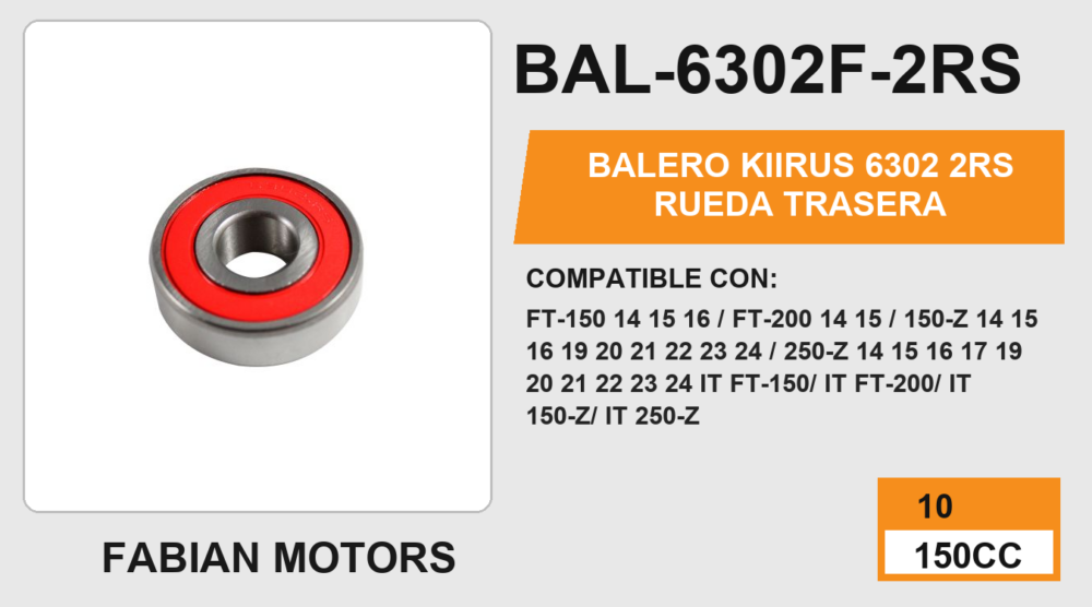 BALERO 6302 2RS RUEDA TRASERA