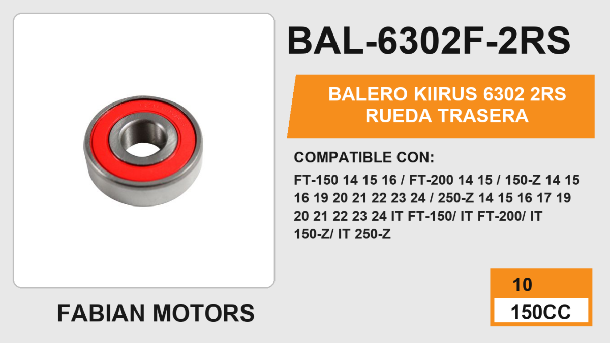 BALERO 6302 2RS RUEDA TRASERA