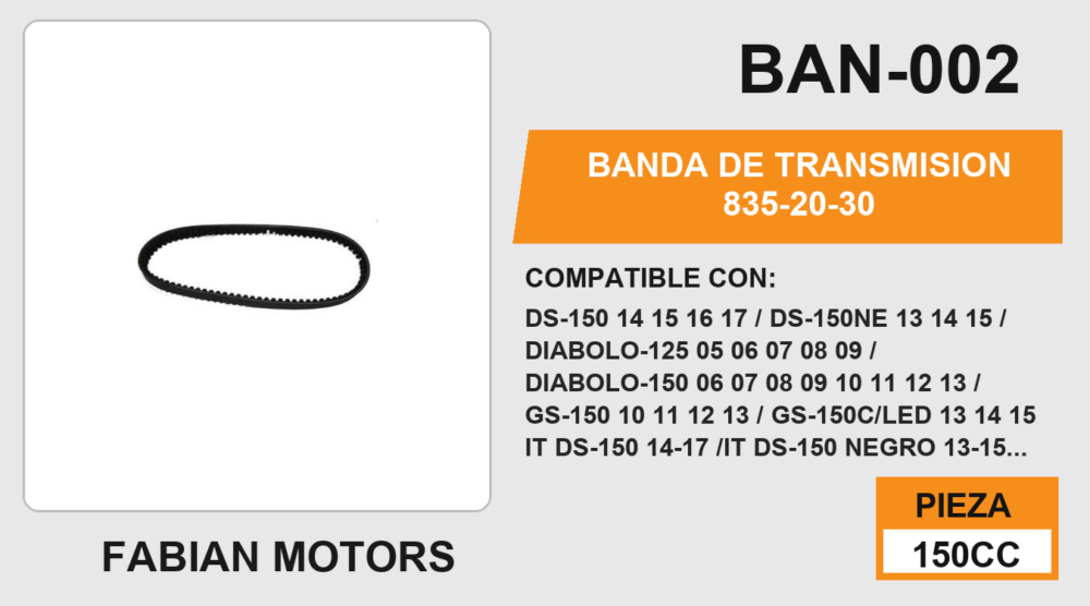 BANDA DE TRANSMISION 835-20-30