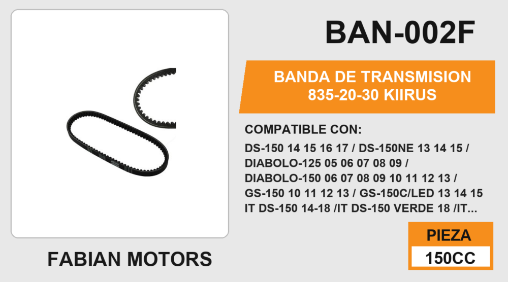 BANDA DE TRANSMISION 835-20-30