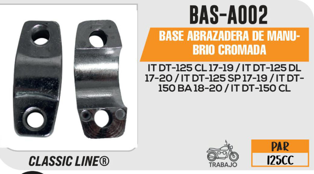 BASE ABRAZADERA DE MANUBRIO CROMADA