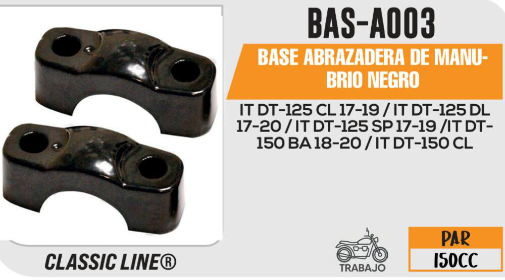 BASE ABRAZADERA DE MANUBRIO NEGRO