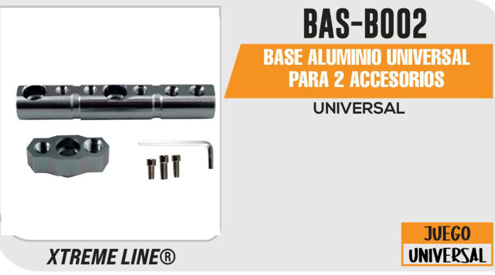 BASE ALUMINIO UNIVERSAL PARA 2 ACCESORIOS