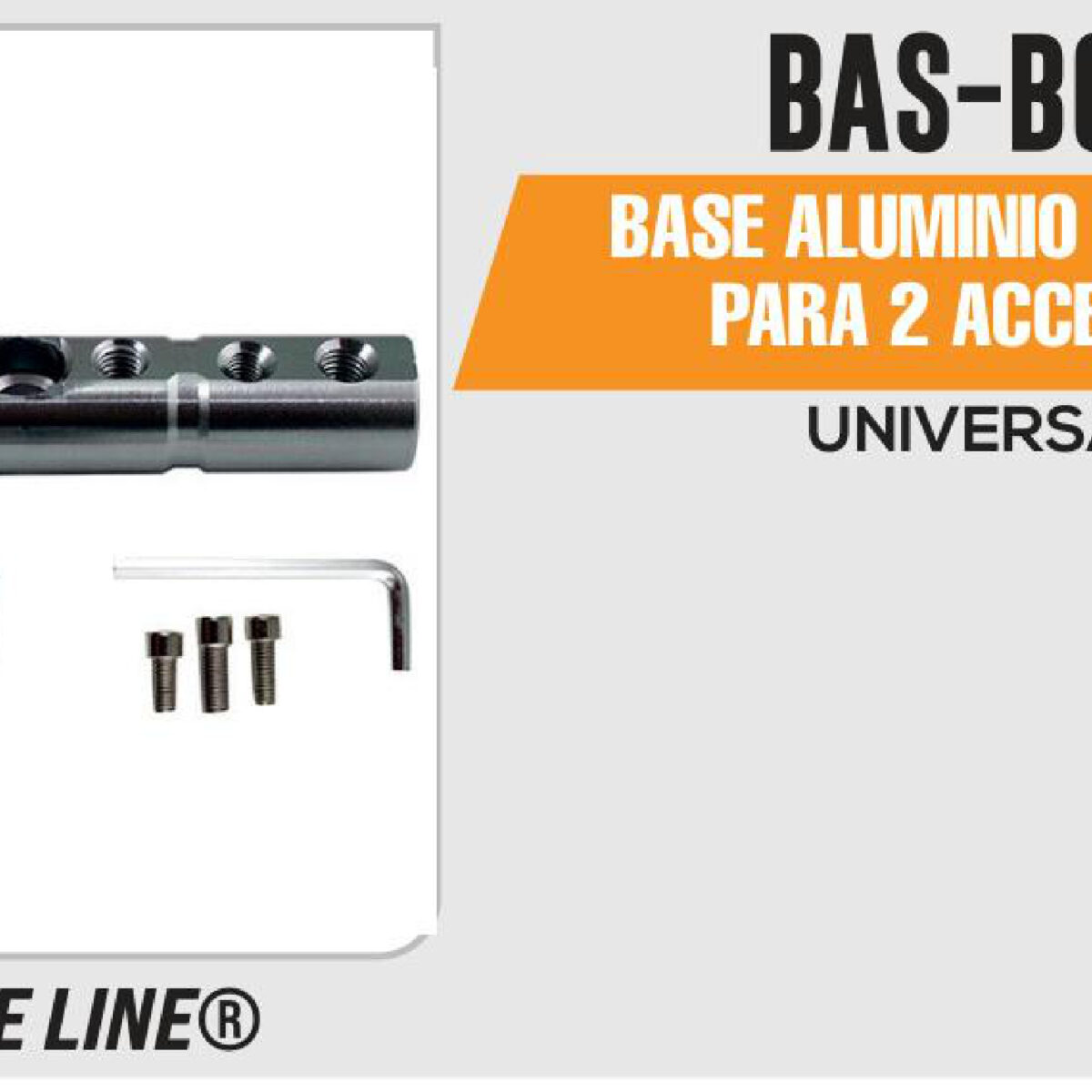 BASE ALUMINIO UNIVERSAL PARA 2 ACCESORIOS