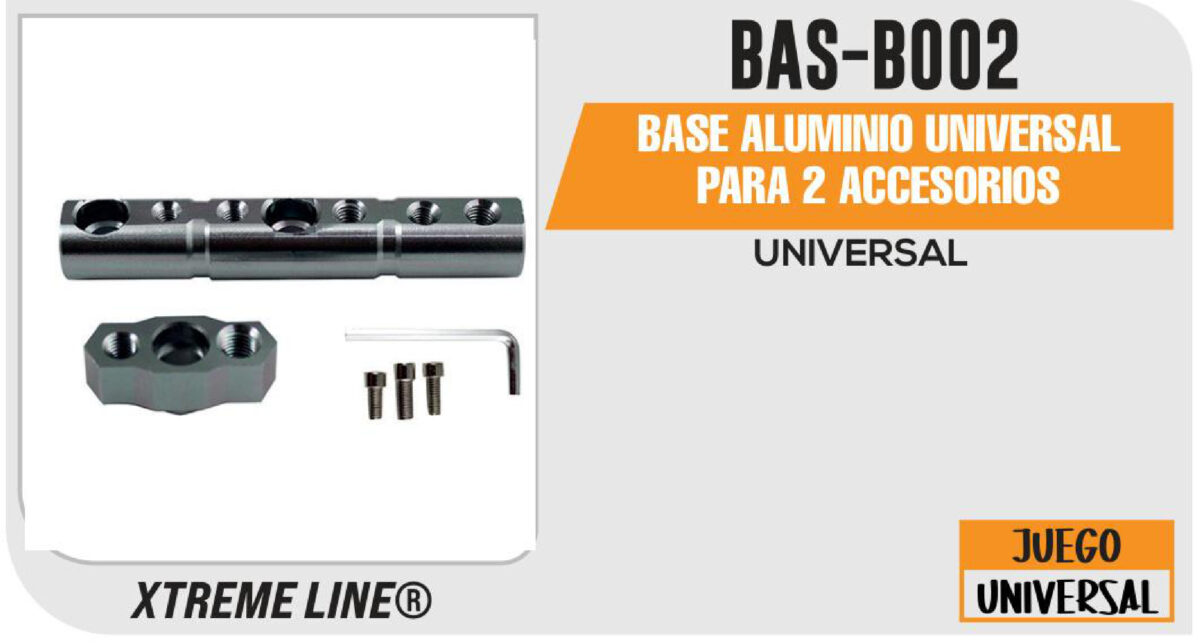 BASE ALUMINIO UNIVERSAL PARA 2 ACCESORIOS