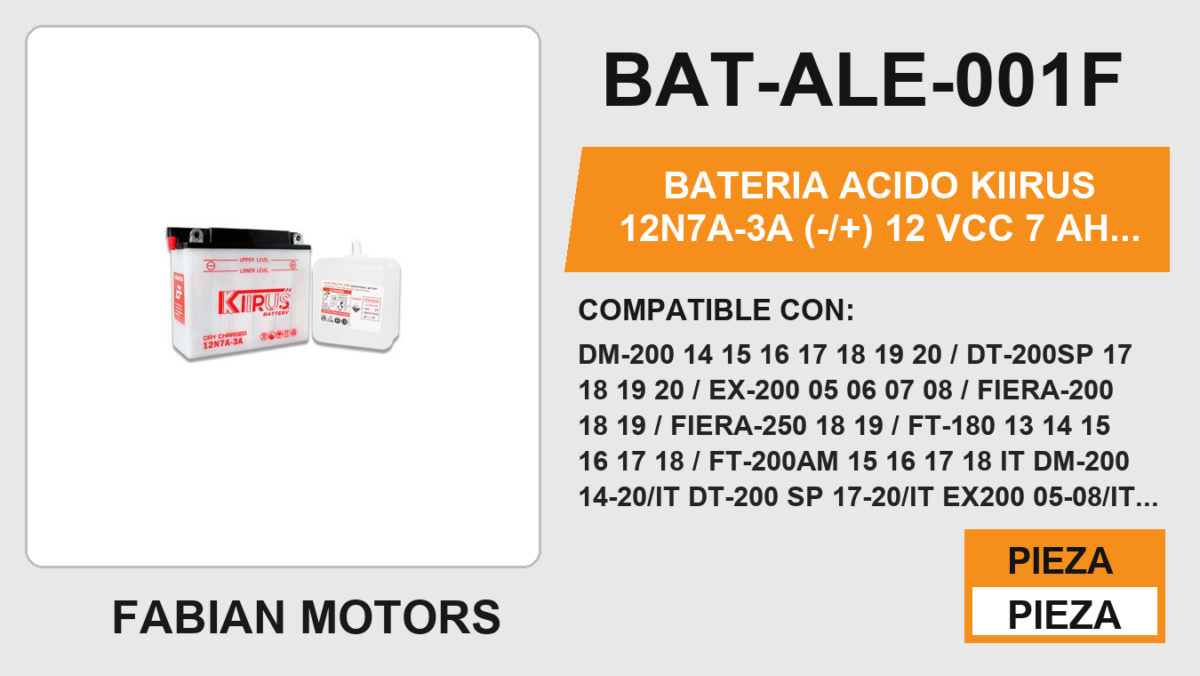 12N7A-3A (-/+) 12Vcc 7 Ah (133mm altura / 155mm base / 60mm ancho)