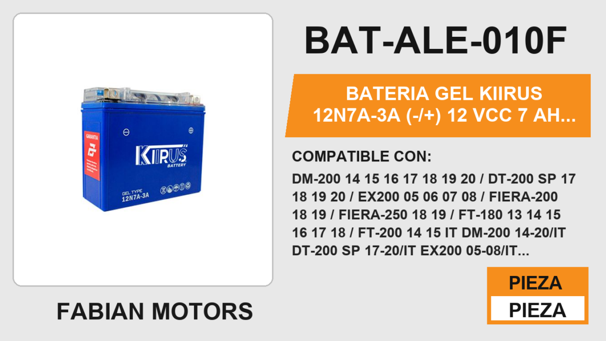 12N7A-3A (-/+) 12Vcc 7Ah (130mm altura / 155mm base / 60mm ancho)