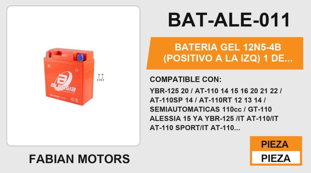12N5-4B (POSITIVO A LA IZQ) 12Vcc (130mm altura / 120mm base / 60mm ancho)