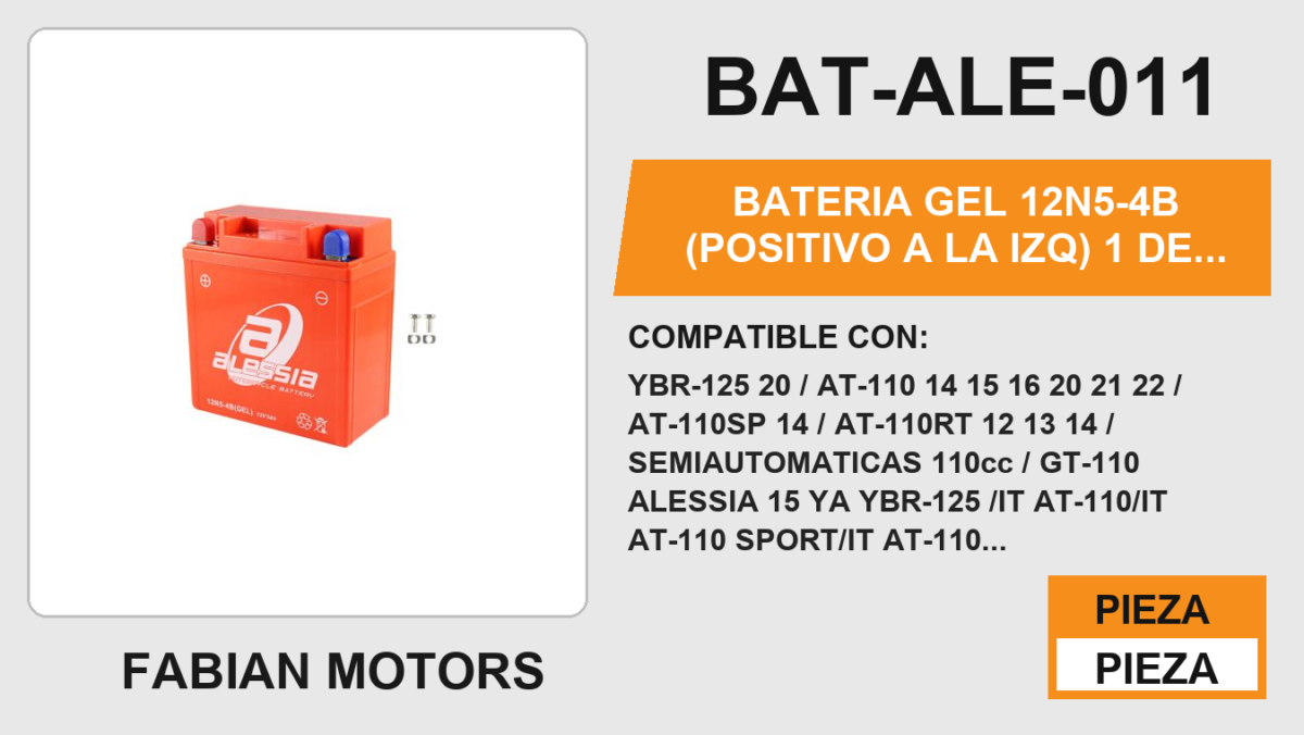 12N5-4B (POSITIVO A LA IZQ) 12Vcc (130mm altura / 120mm base / 60mm ancho)