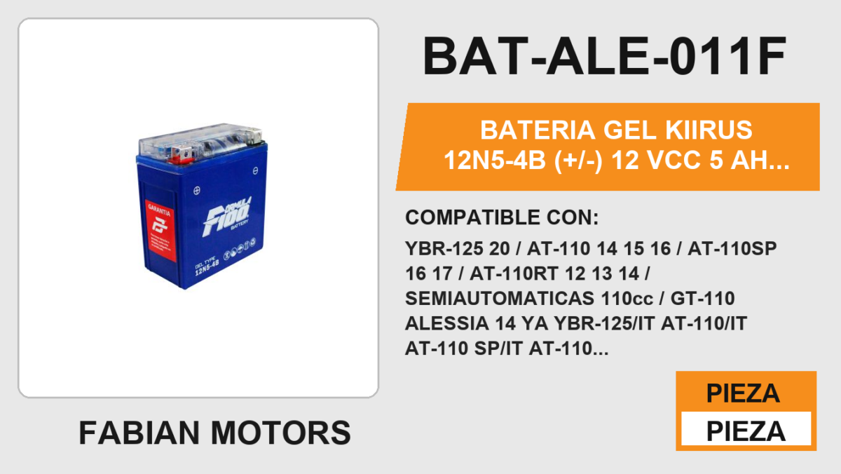 12N5-4B (+/-) 12Vcc 5Ah (130mm altura / 120mm base / 60mm ancho)