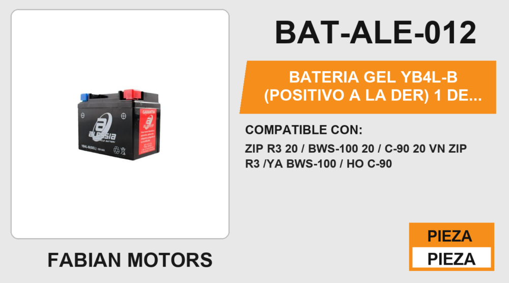 YB4L-B (POSITIVO A LA DER) 12Vcc (93mm altura / 121mm base / 71mm ancho)