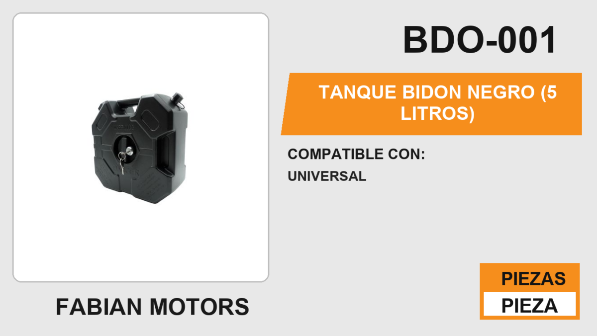 TANQUE BIDON NEGRO (5 LITROS)