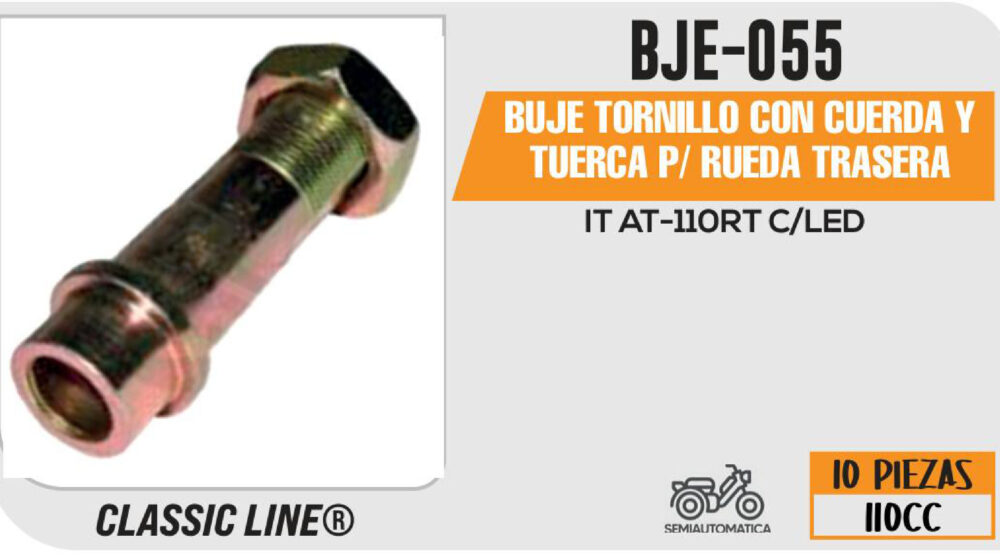 BUJE TORNILLO CON CUERDA Y TUERCA P/ RUEDA TRASERA