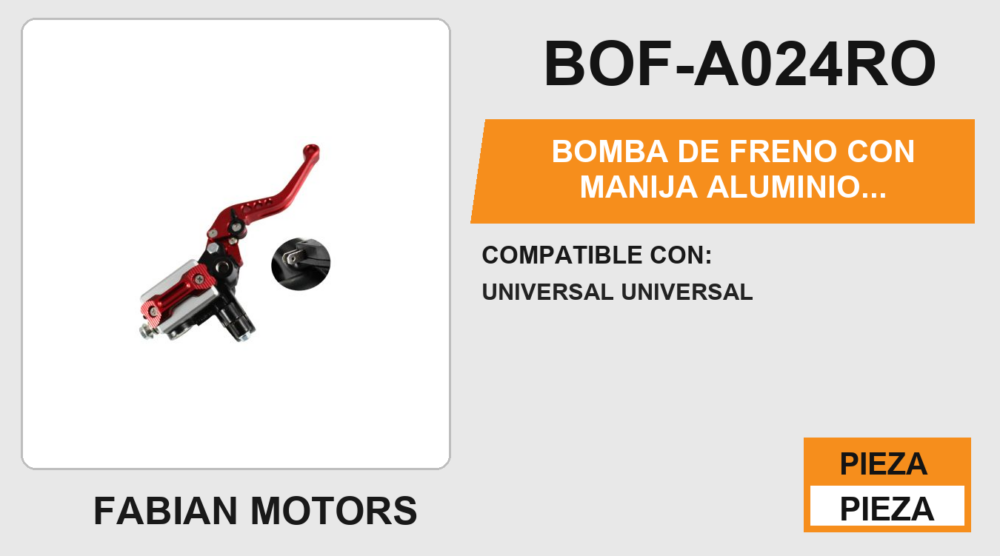 BOMBA DE FRENO CON MANIJA ALUMINIO AJUSTABLE 6 POSICIONES ROJA