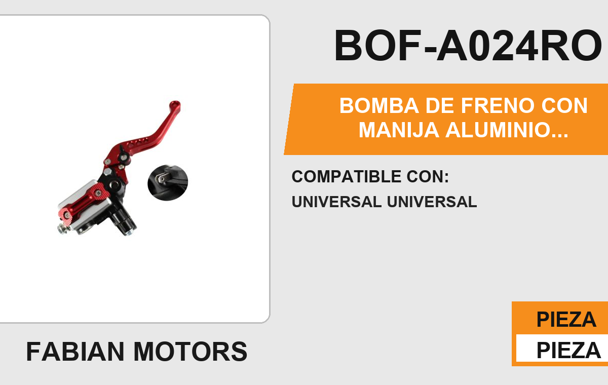 BOMBA DE FRENO CON MANIJA ALUMINIO AJUSTABLE 6 POSICIONES ROJA