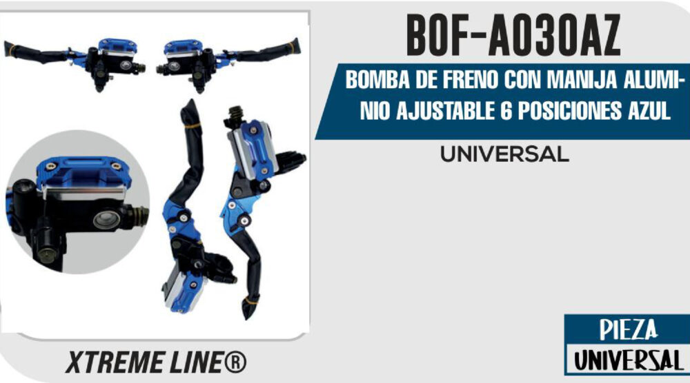 BOMBA DE FRENO CON MANIJA ALUMINIO AJUSTABLE 6 POSICIONES AZUL