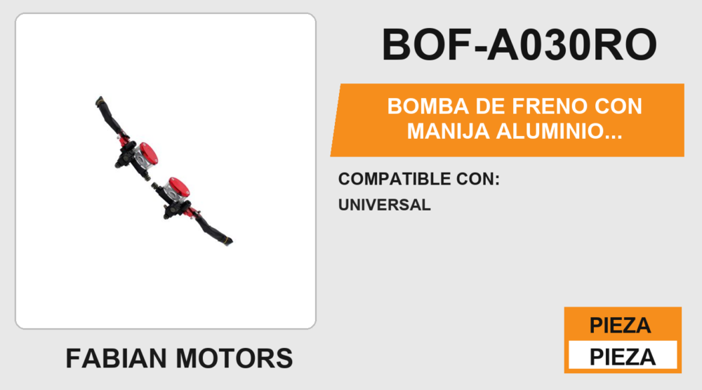 BOMBA DE FRENO CON MANIJA ALUMINIO AJUSTABLE 6 POSICIONES ROJA