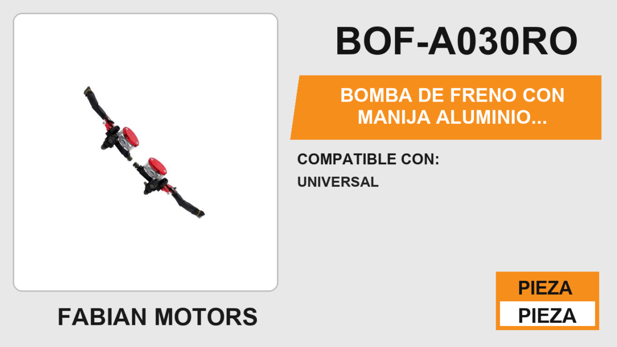 BOMBA DE FRENO CON MANIJA ALUMINIO AJUSTABLE 6 POSICIONES ROJA