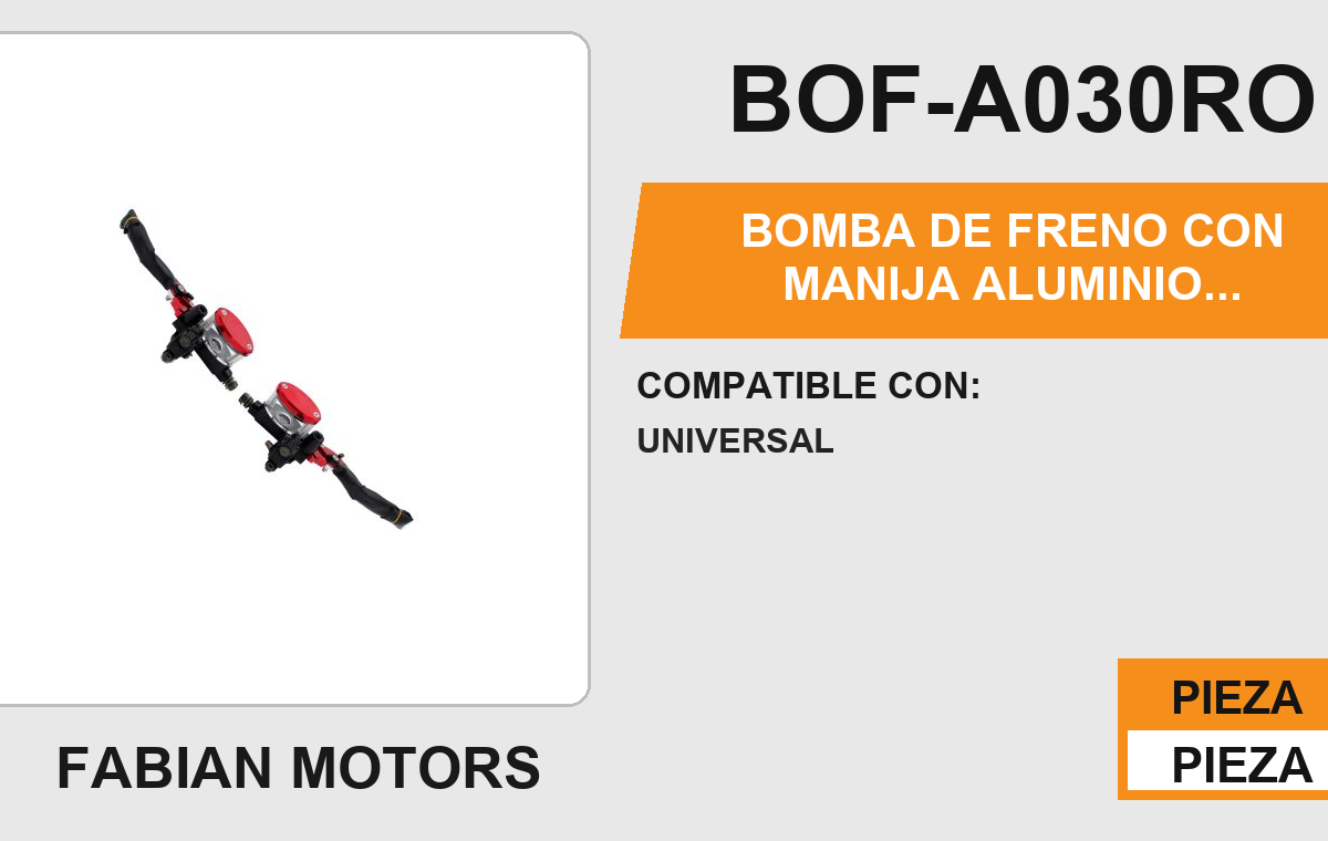 BOMBA DE FRENO CON MANIJA ALUMINIO AJUSTABLE 6 POSICIONES ROJA