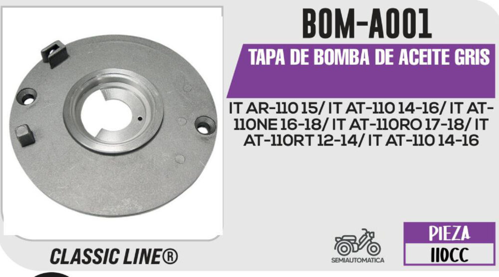 TAPA DE BOMBA DE ACEITE GRIS